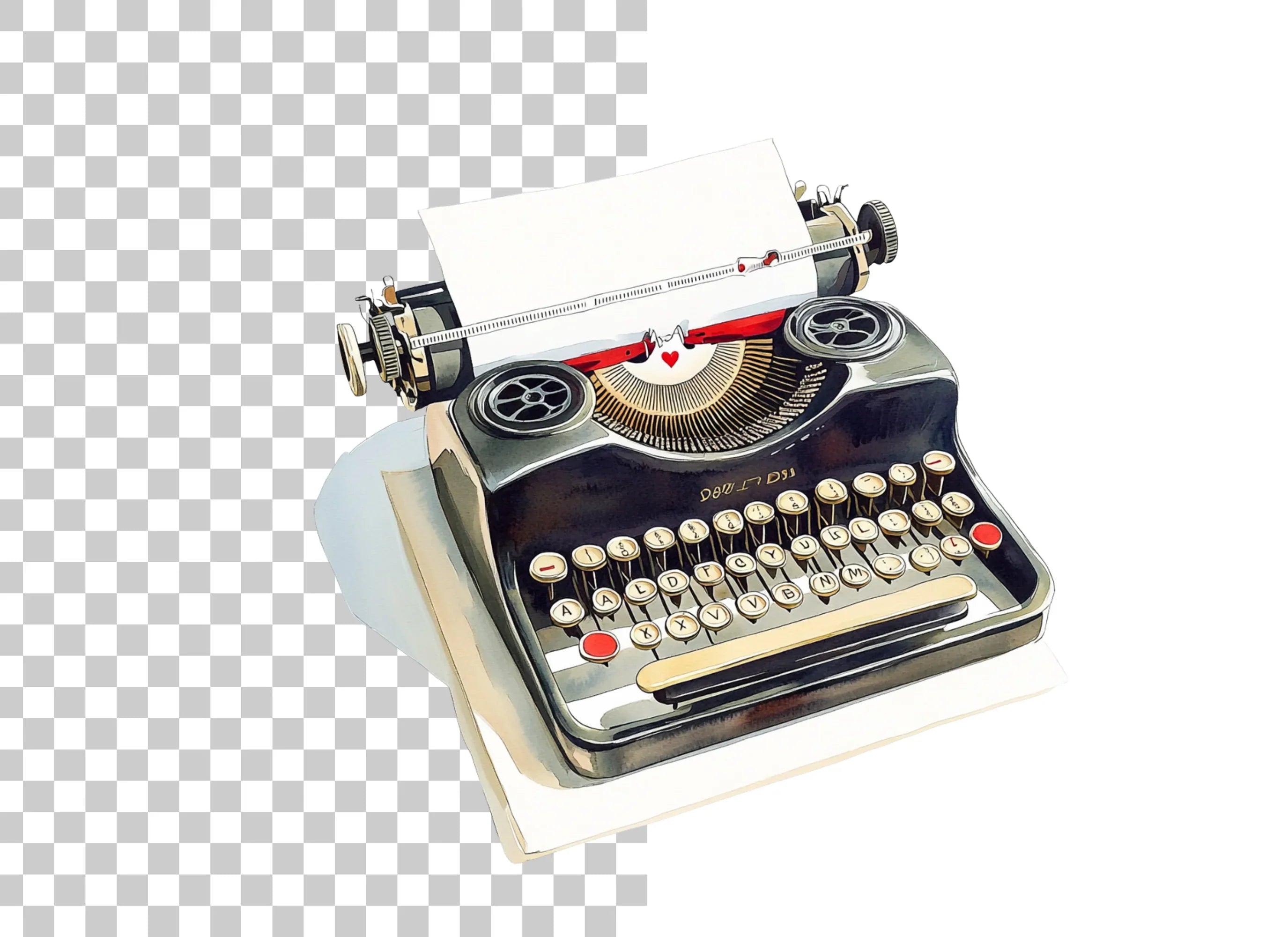 Vintage Typewriter Love Clipart Bundle