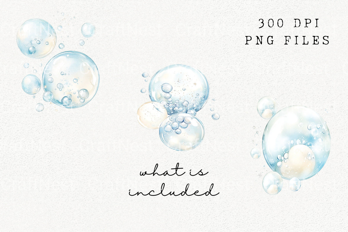 Blue Bubbles Clipart Bundle