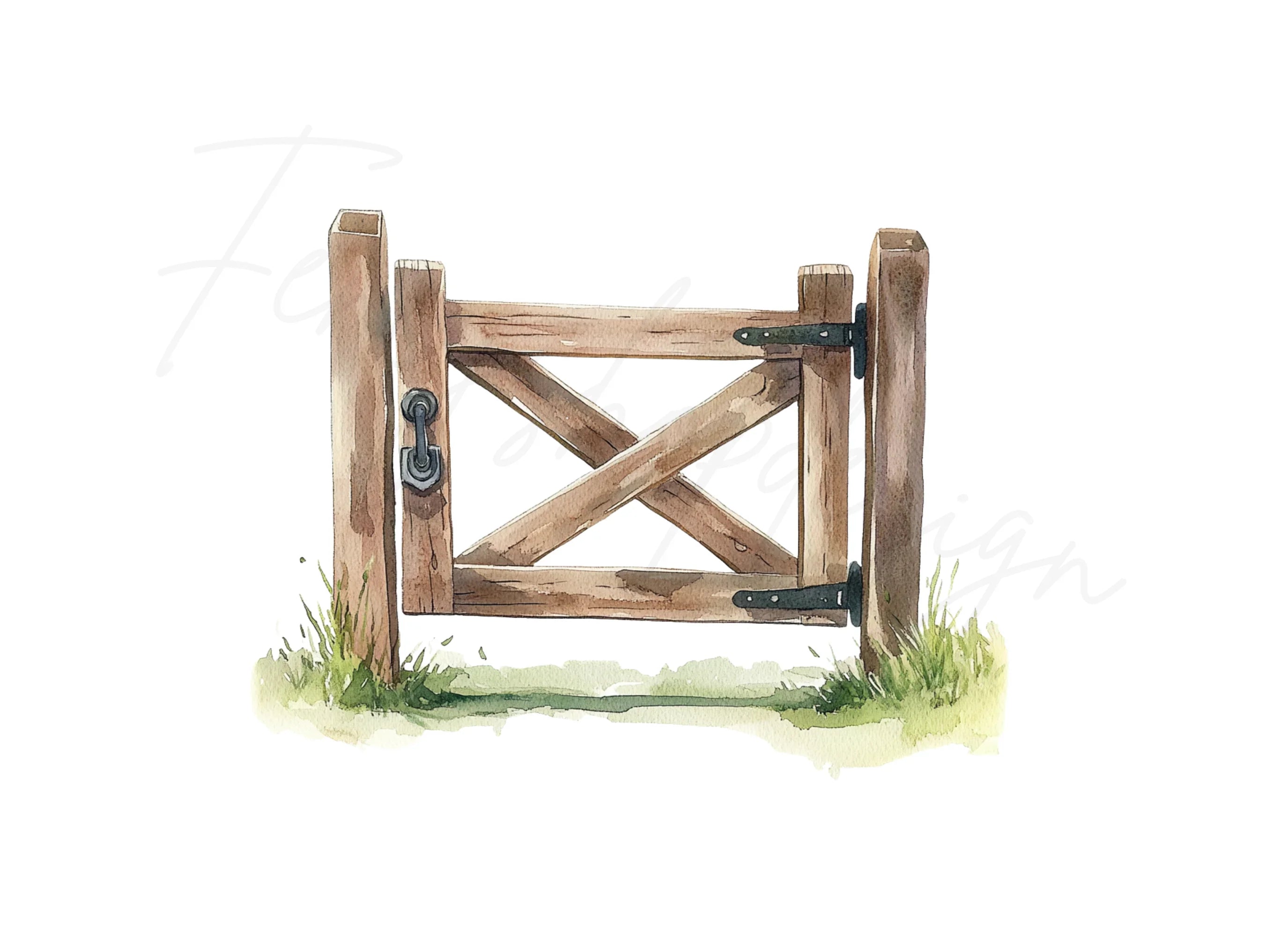 Wooden Gate Illustration Clipart Bundle