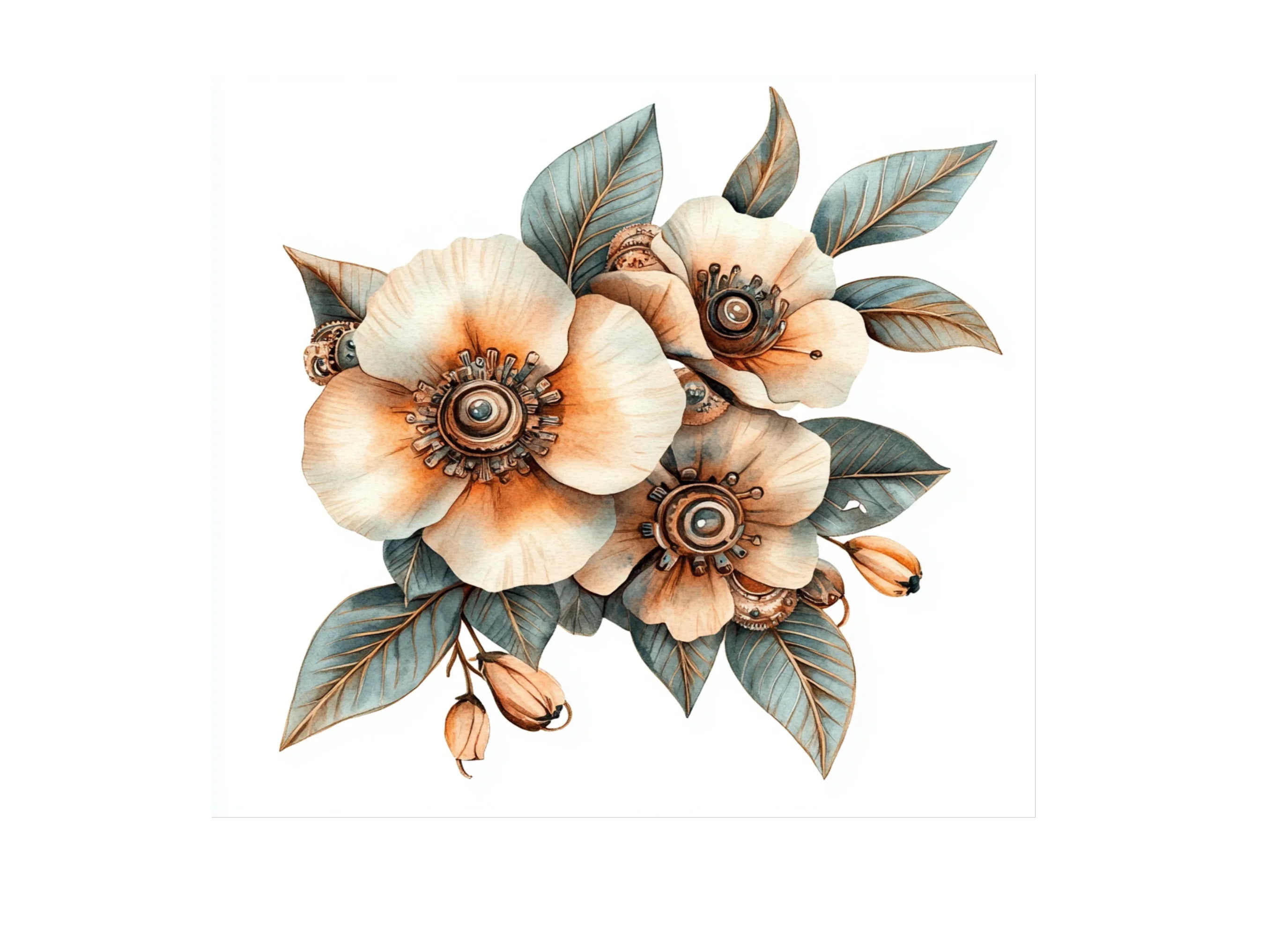 Elegant Steampunk Flower Bouquets Clipart Bundle