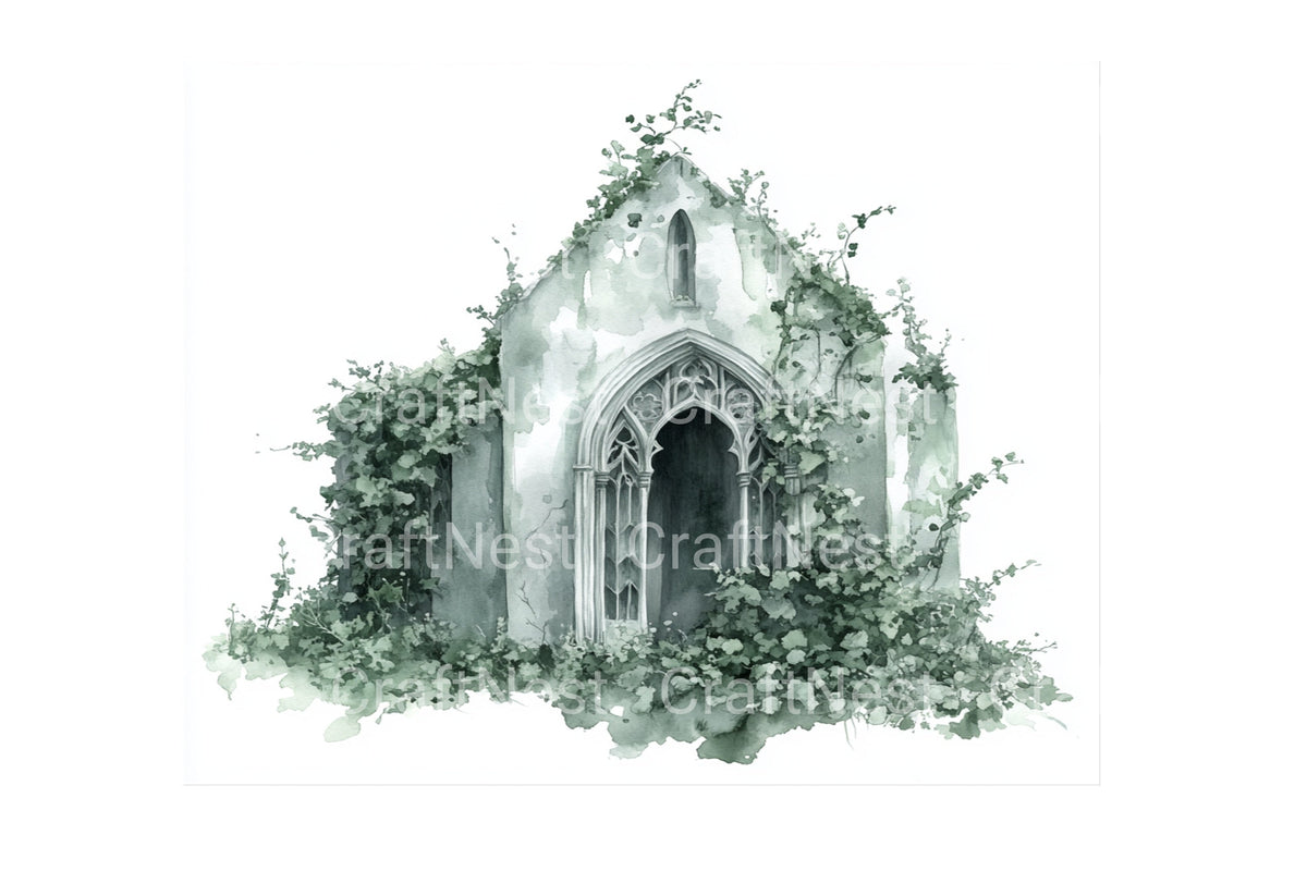 Abandoned Church Ruins Clipart Bundle