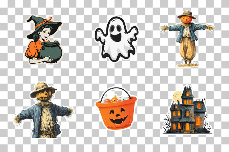Vintage Halloween Stickers Clipart Bundle - CraftNest - Digital Crafting and Art