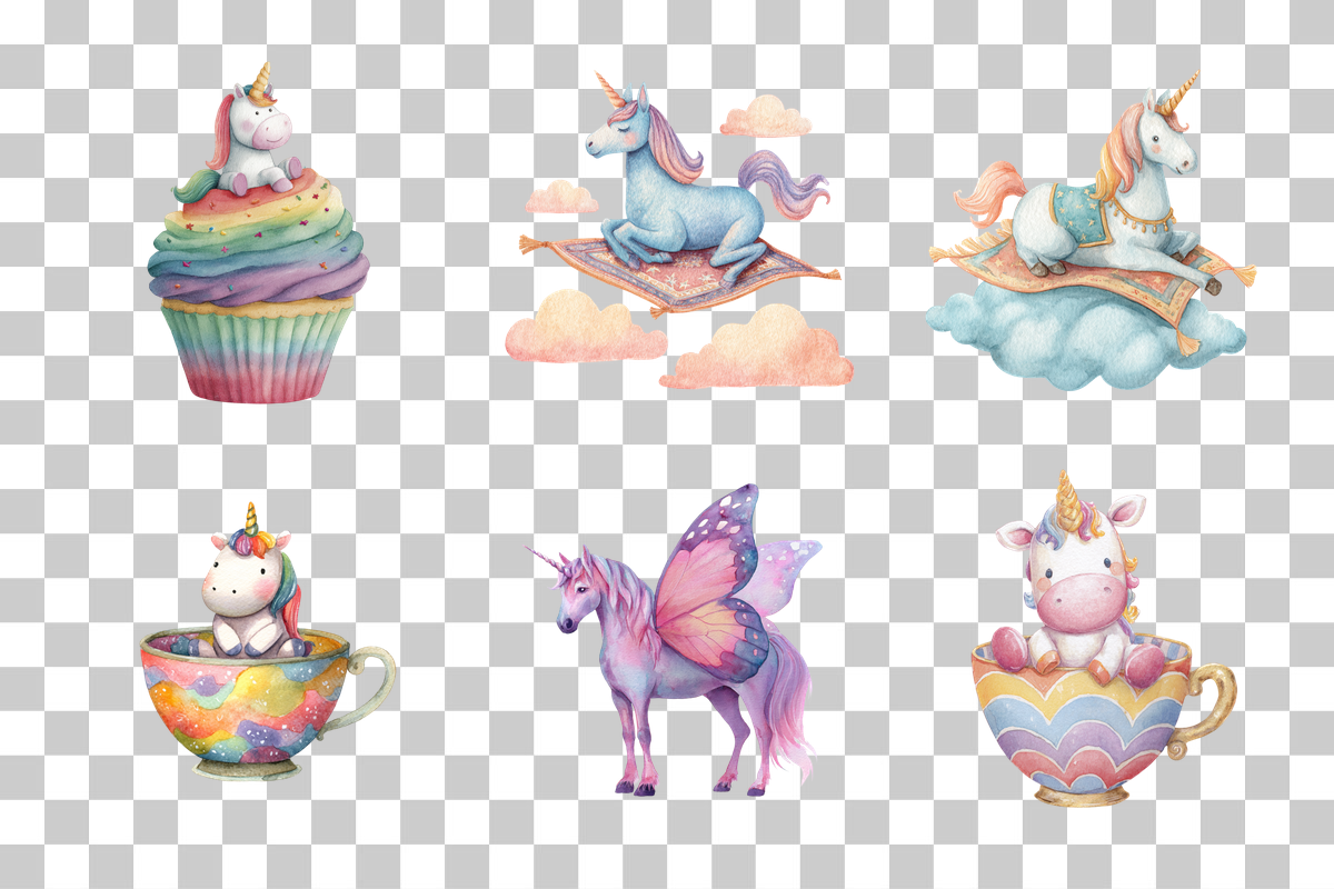 Cute Unicorn Clipart Bundle