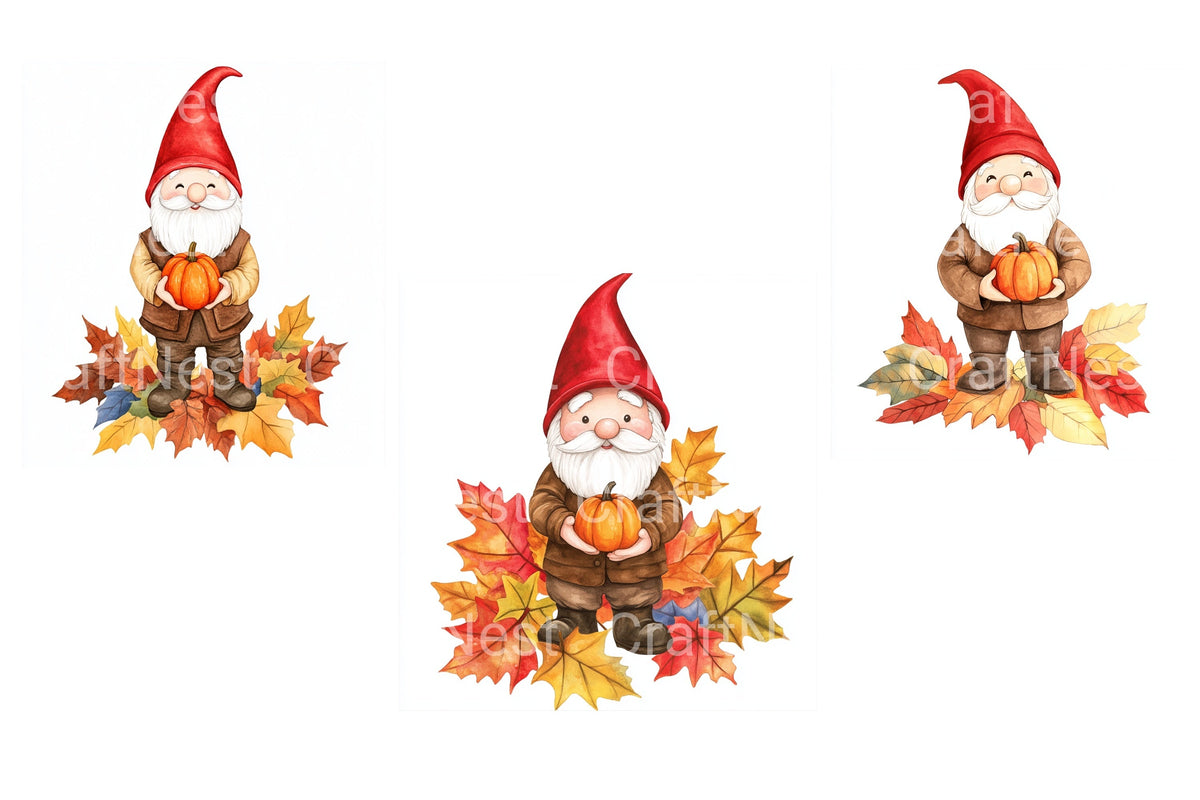 Autumn Gnomes With Pumpkins Clipart Bundle