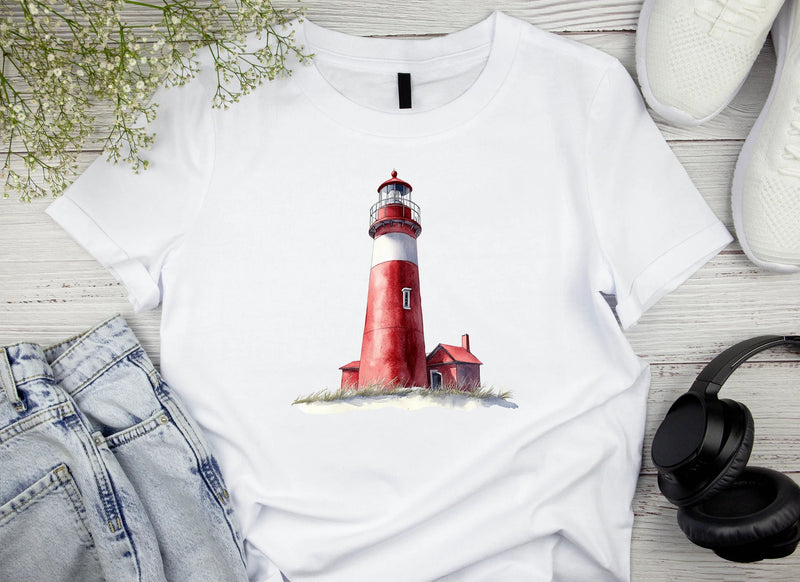 Red Coastal Lighthouse Clipart Bundle - CraftNest - Digital Crafting and Art