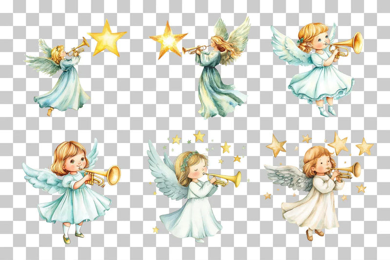 Holiday Angel Clipart Bundle - CraftNest - Digital Crafting and Art