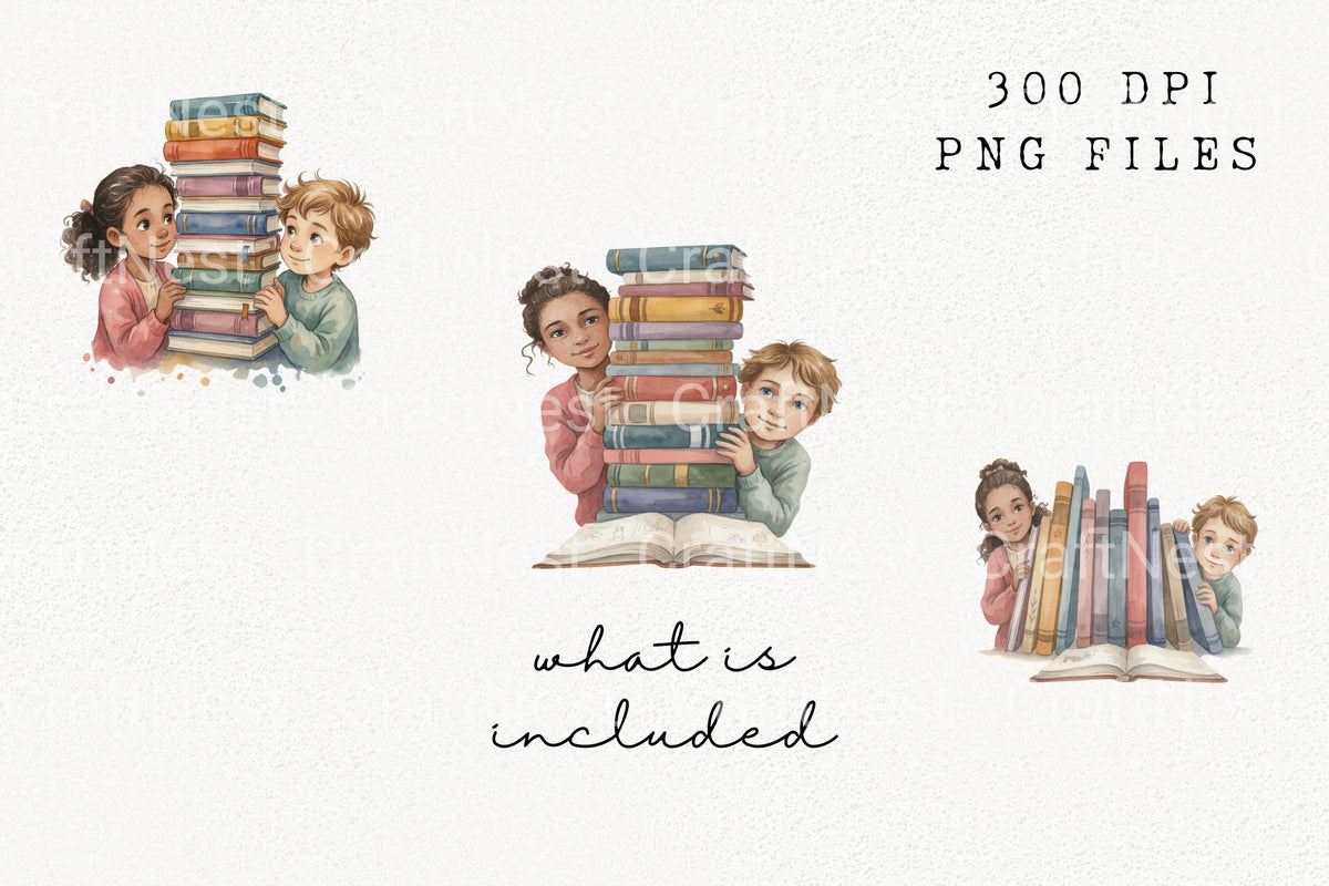Kids Reading Books Clipart Illustrations Planner