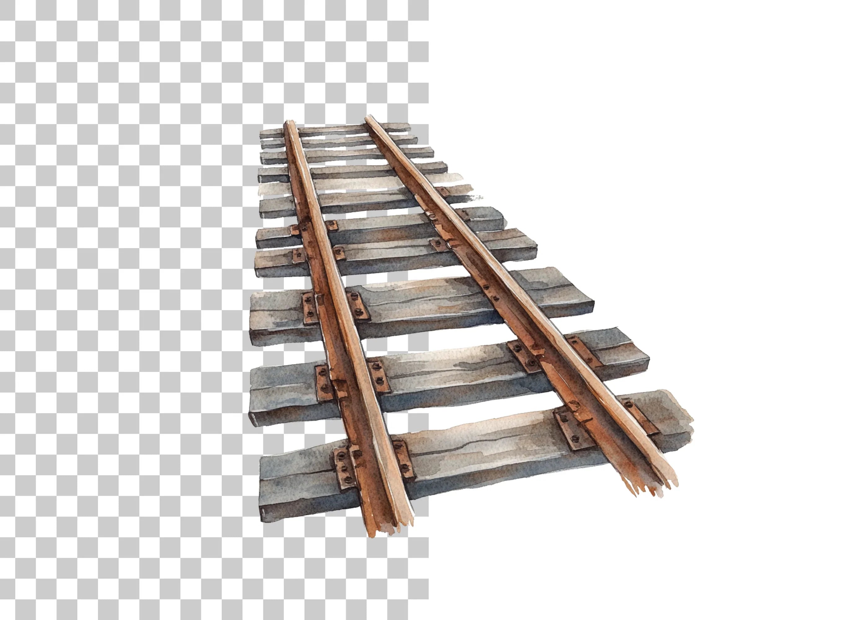 Vintage Train Tracks Clipart Bundle