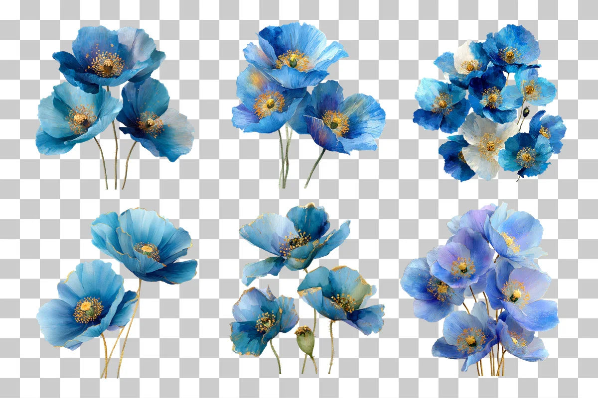 Blue Flower Clipart Bundle - CraftNest - Digital Crafting and Art