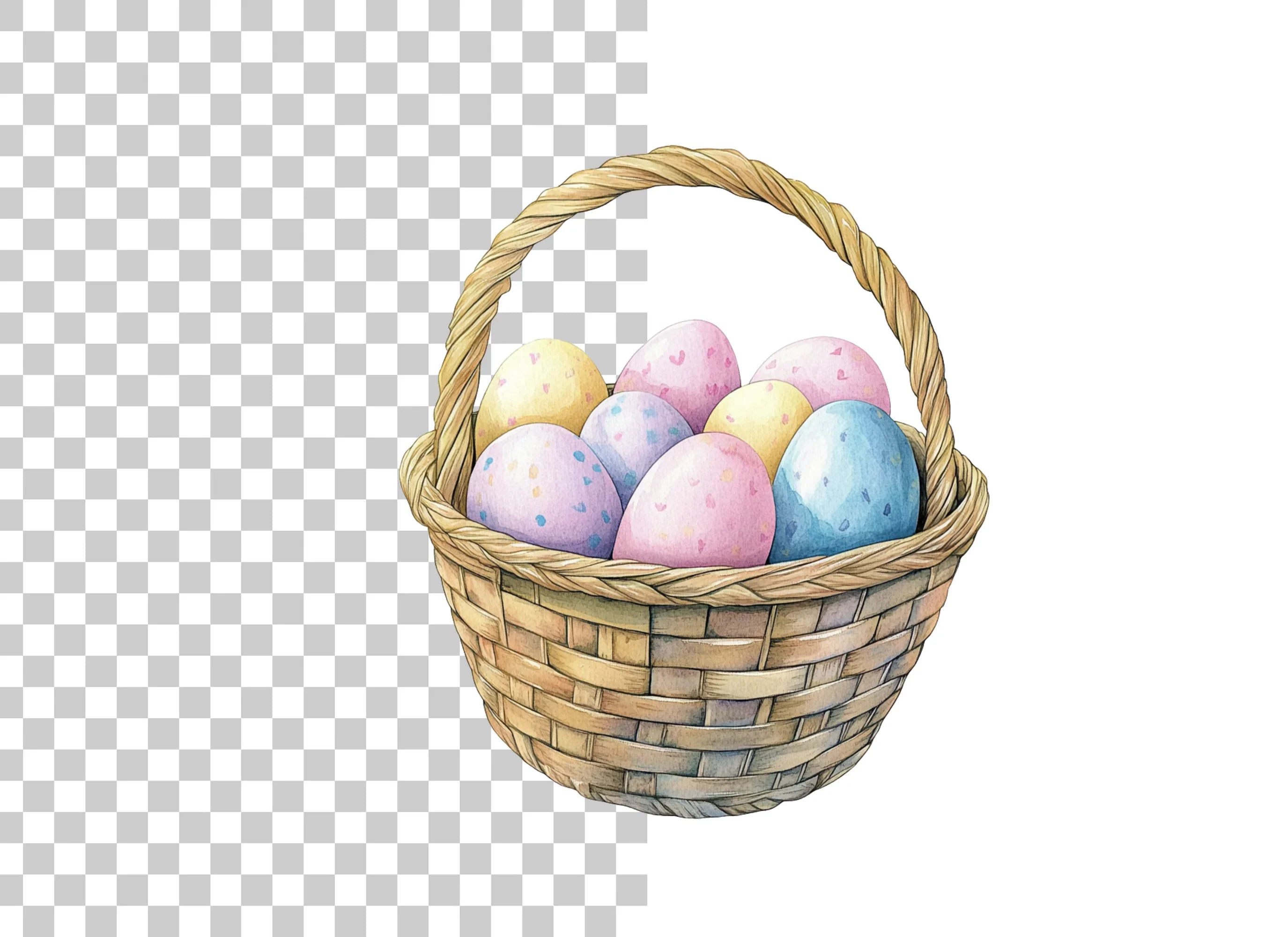 Colorful Easter Egg Baskets Clipart Bundle
