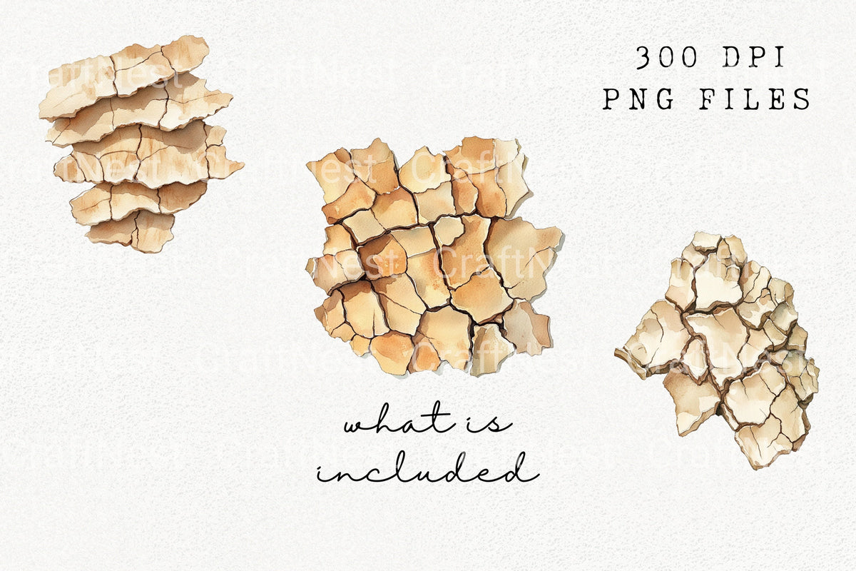 Cracked Earth Texture Clipart Bundle