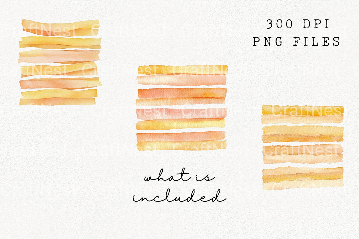 Orange Brush Strokes Clipart Bundle