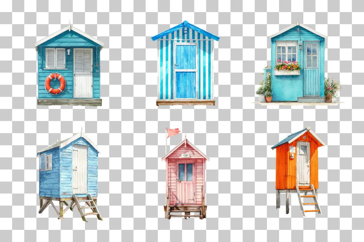 Beach Hut Clipart Bundle - Etb 378 - CraftNest - Digital Crafting and Art