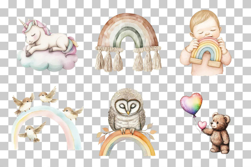 Rainbow Dreamy Baby Clipart Bundle - CraftNest - Digital Crafting and Art