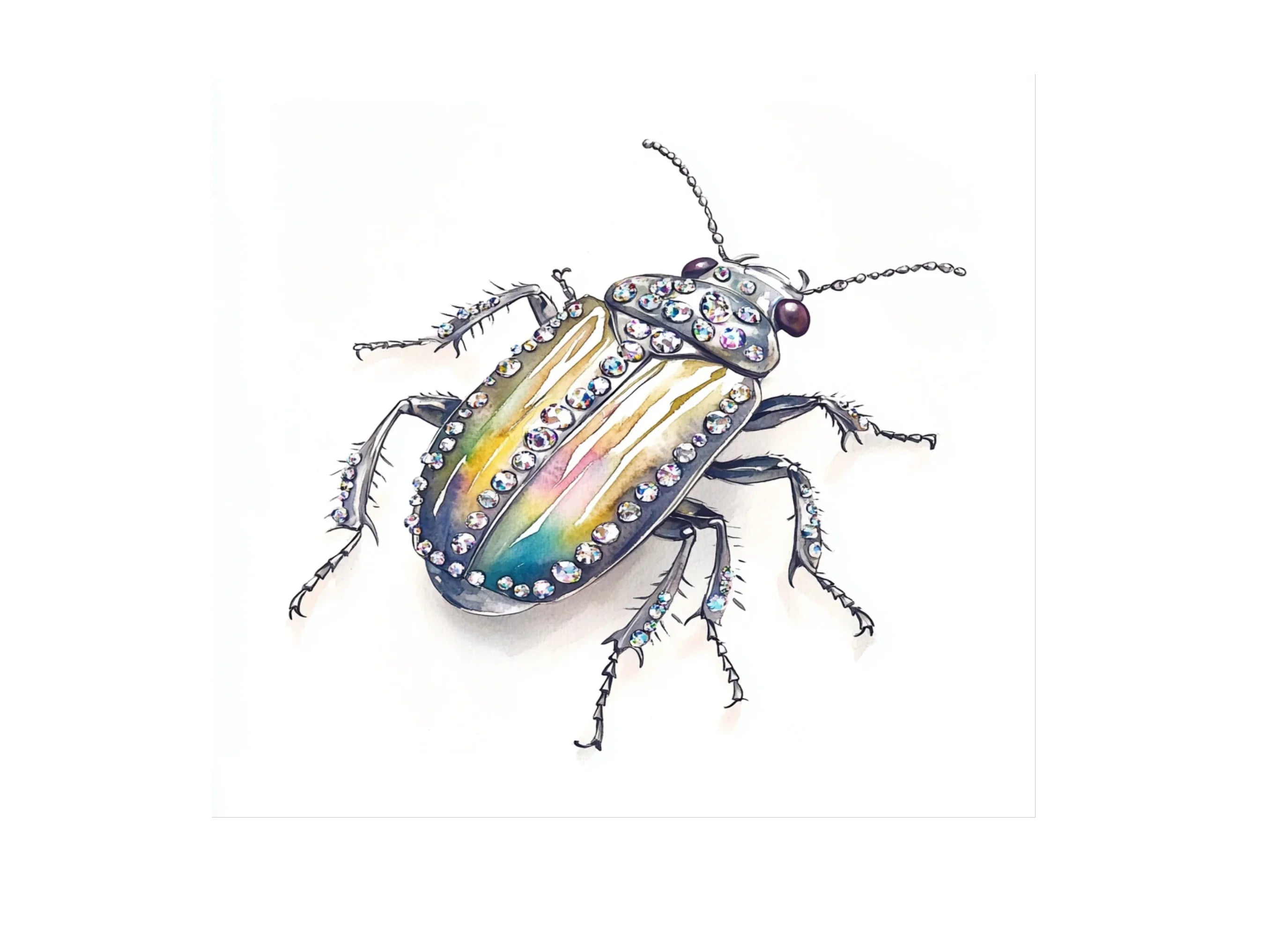 Colorful Rhinestone Beetle Clipart Bundle