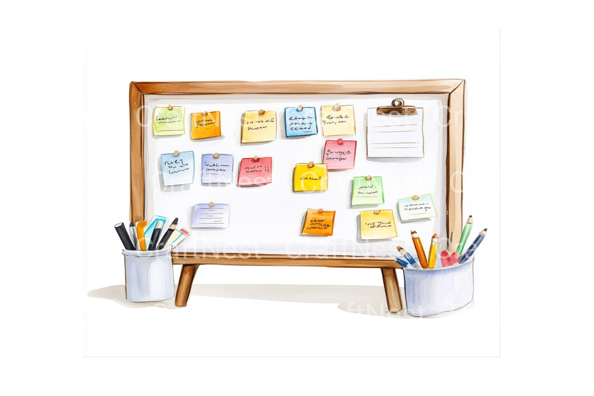 Whiteboard Sticky Notes Organization Clipart Bundle