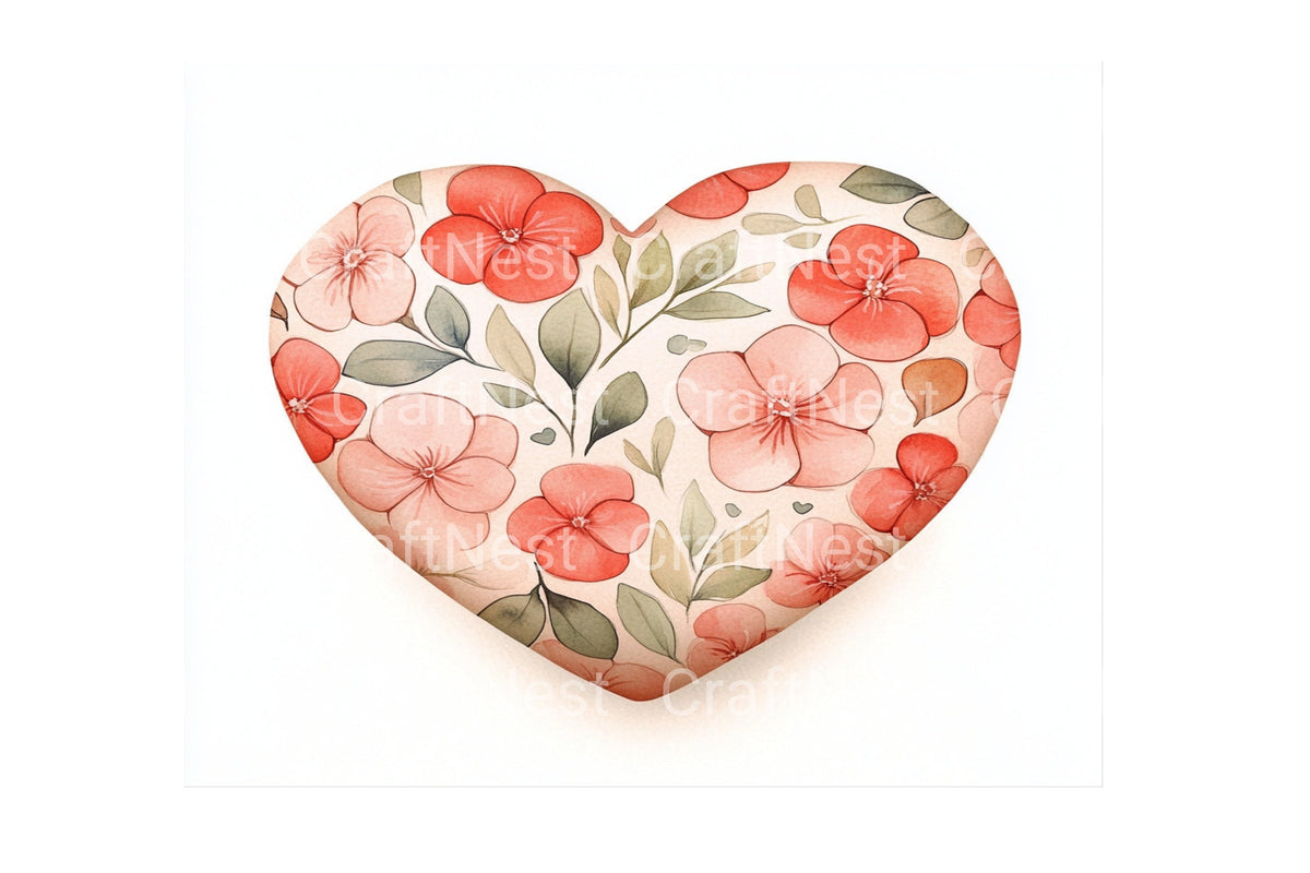Floral Patterned Hearts Clipart Bundle
