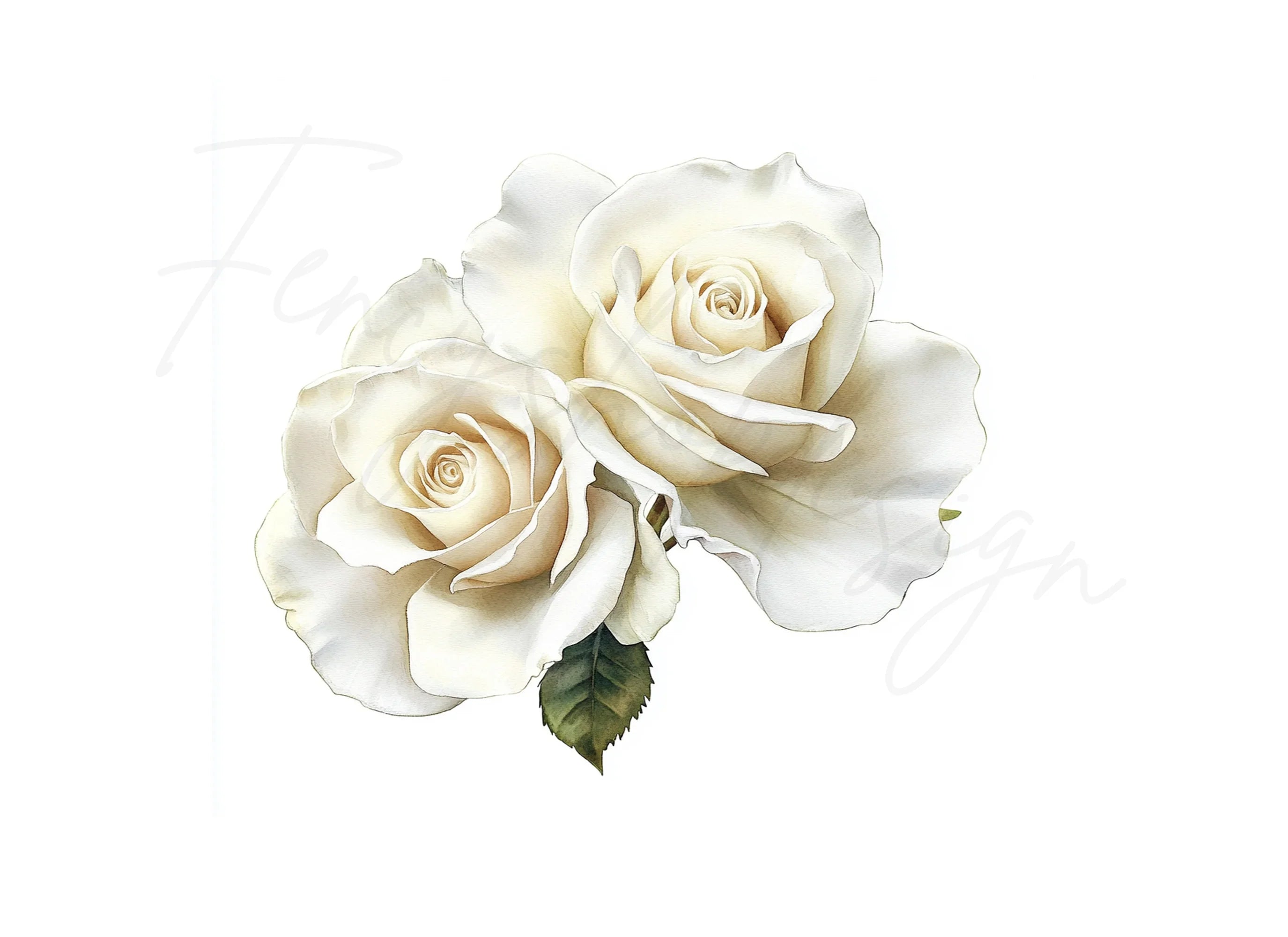 Elegant White Roses Clipart Bundle