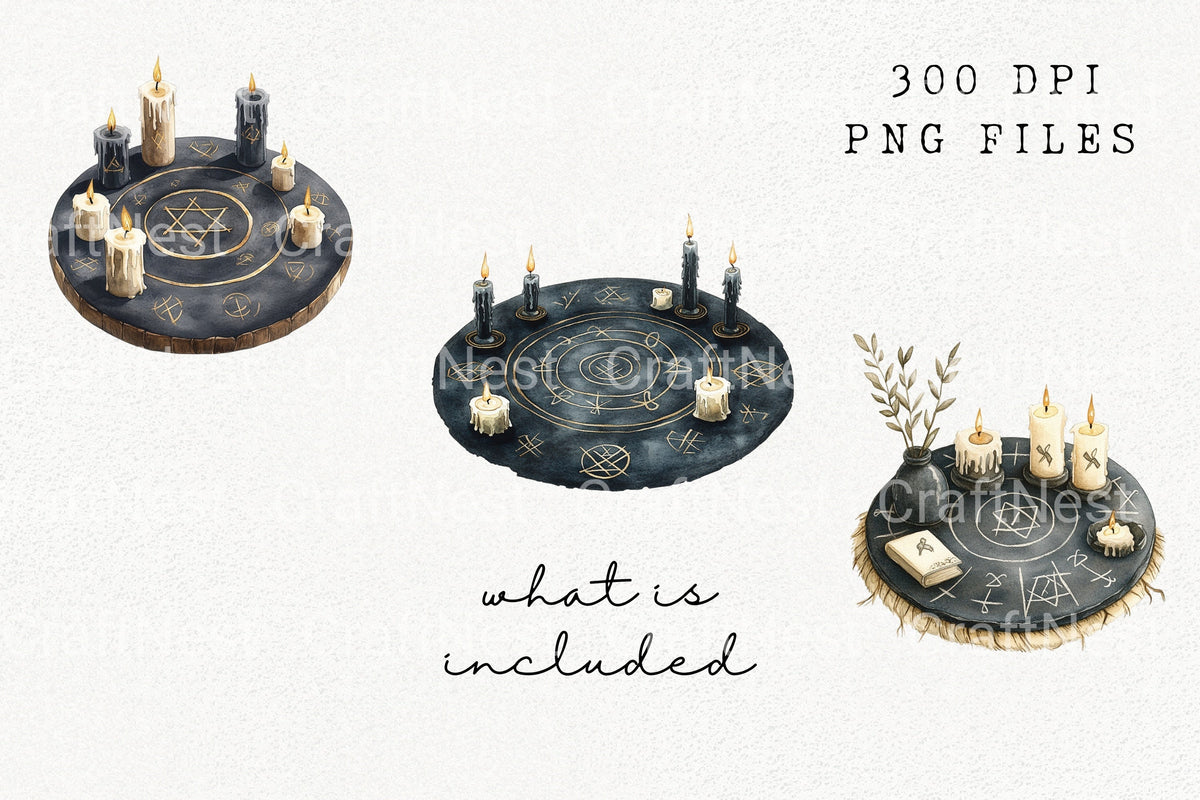Witchy Altar Table Ritual Clipart Bundle
