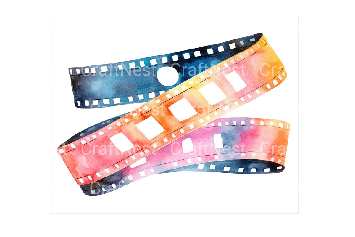 Colorful Film Reel Graphics Clipart Bundle