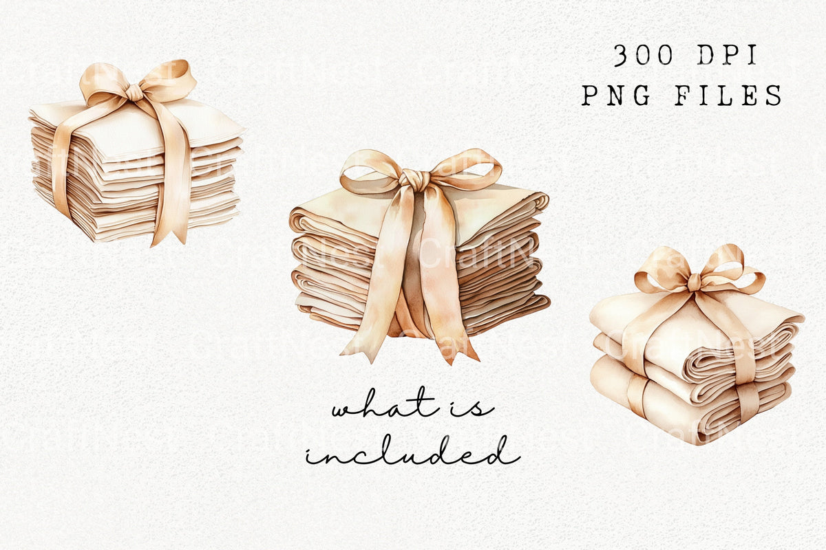Stacked Fabric Ribbons Clipart Bundle