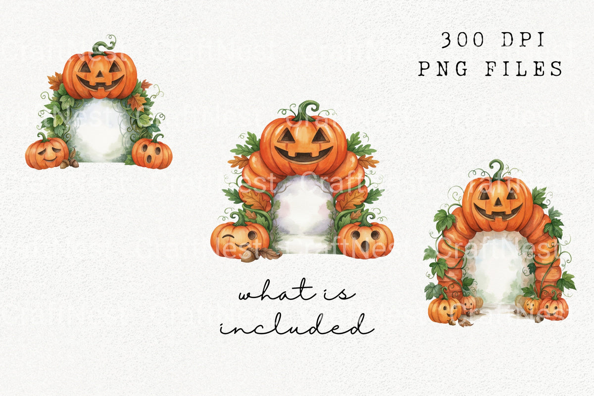 Cute Halloween Pumpkin Archways Clipart Bundle