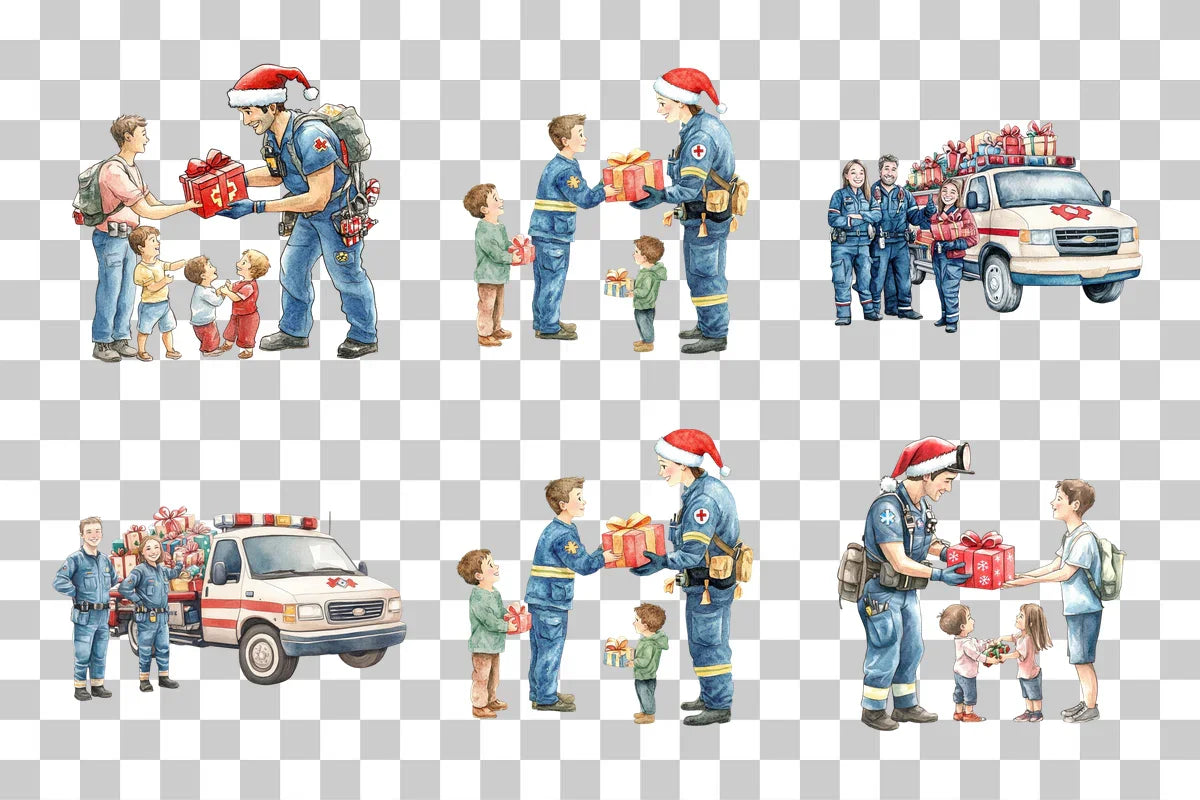 Kids Sending Gifts to Hero Clipart Bundle - CraftNest - Digital Crafting and Art