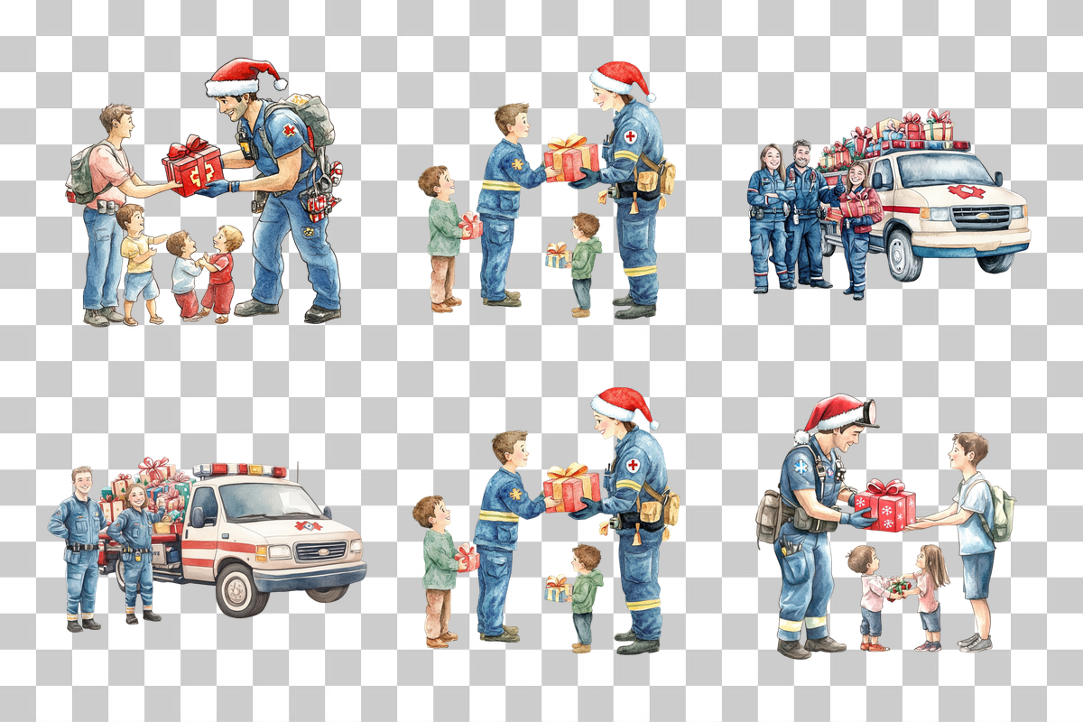 Kids Sending Gifts to Hero Clipart Bundle