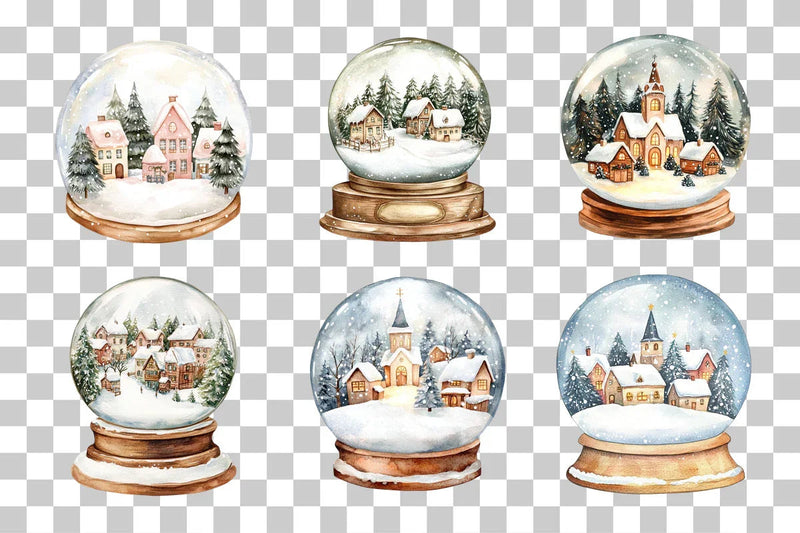 Christmas Village Globe Clipart Bundle - CraftNest - Digital Crafting and Art