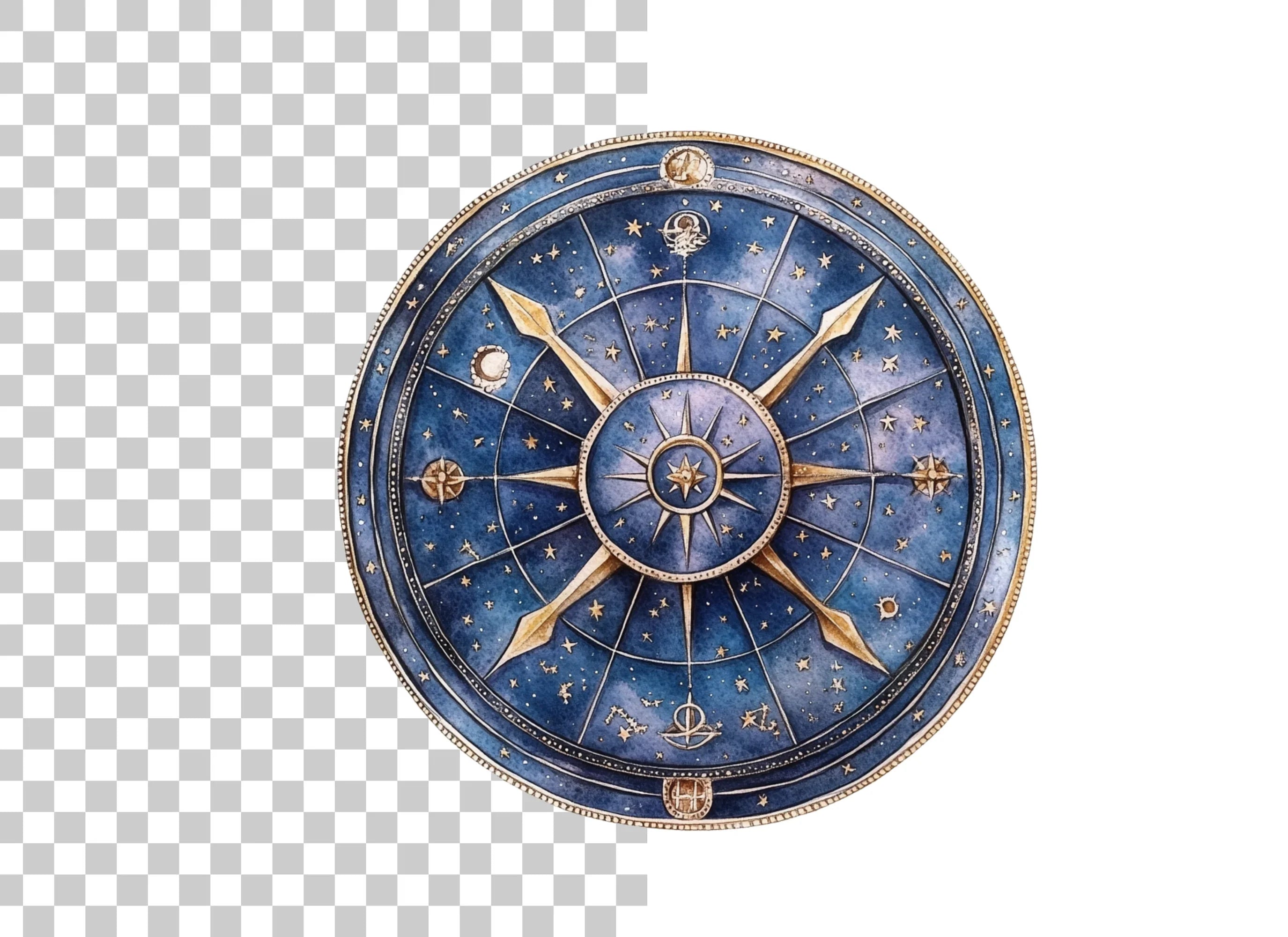 Celestial Zodiac Compass Clipart Bundle