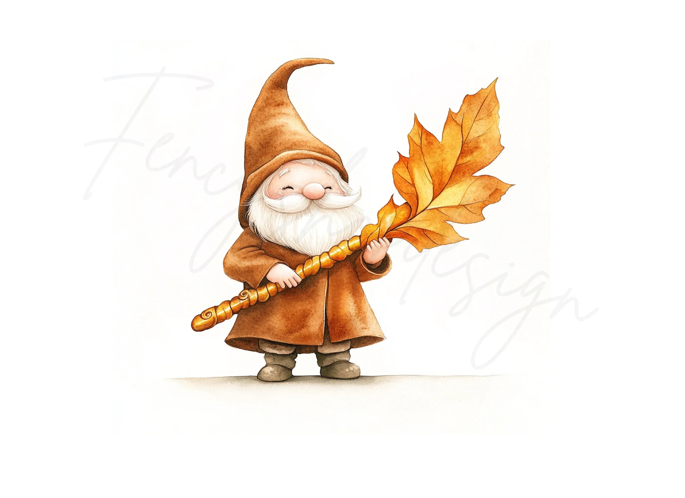 Cute Fall Gnomes with Maple Leaves Clipart Bundle