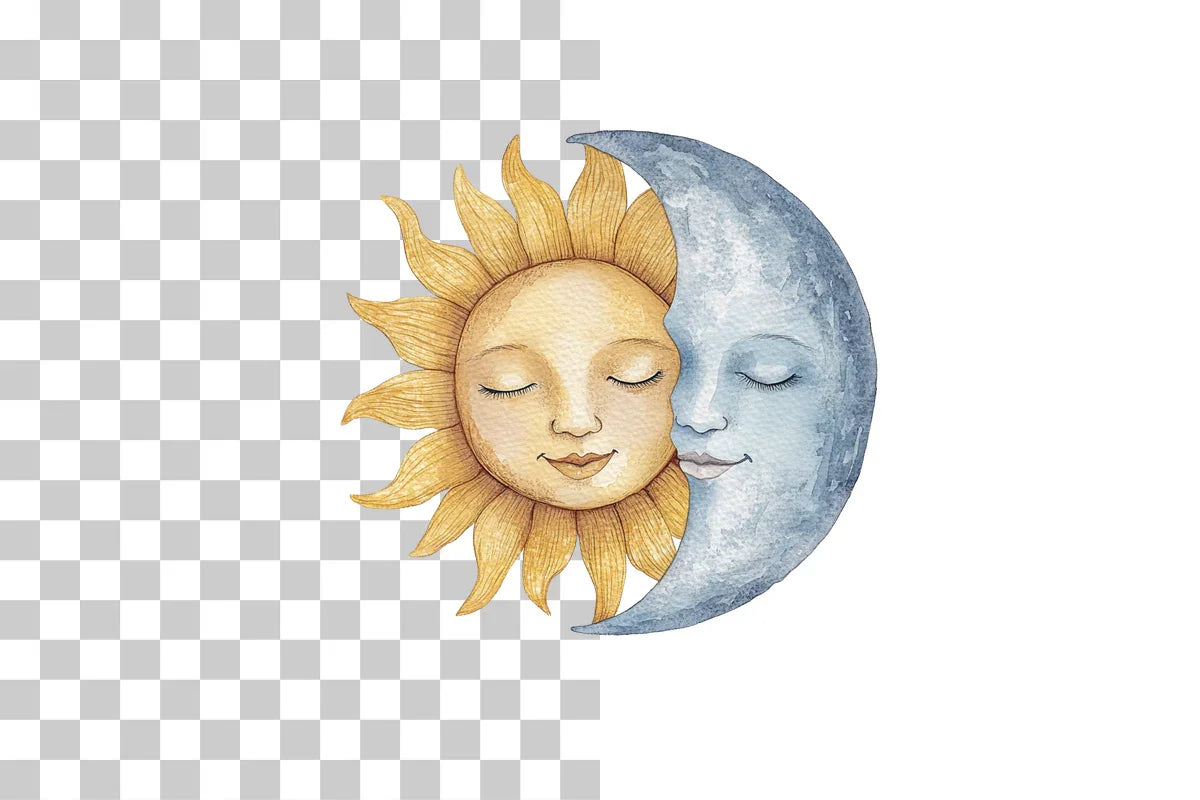 Folk Sun and Moon Faces Clipart Bundle - CraftNest - Digital Crafting and Art