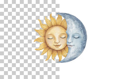 Folk Sun and Moon Faces Clipart Bundle - CraftNest - Digital Crafting and Art