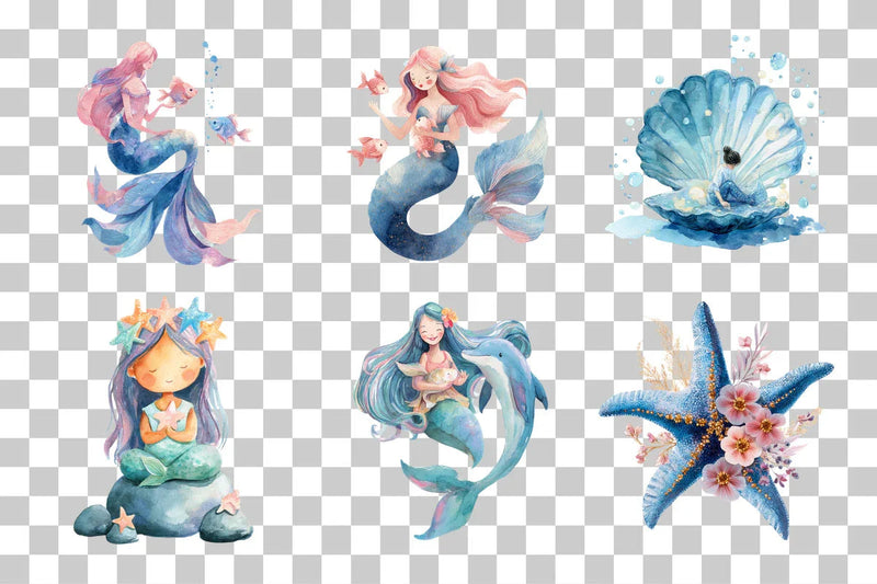 Mermaid Clipart Bundle - CraftNest - Digital Crafting and Art