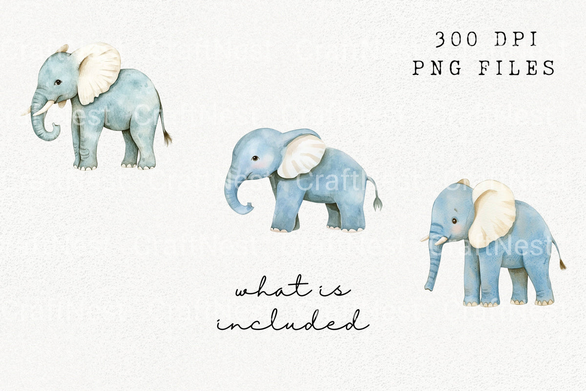 Baby Elephant Body Clipart Bundle