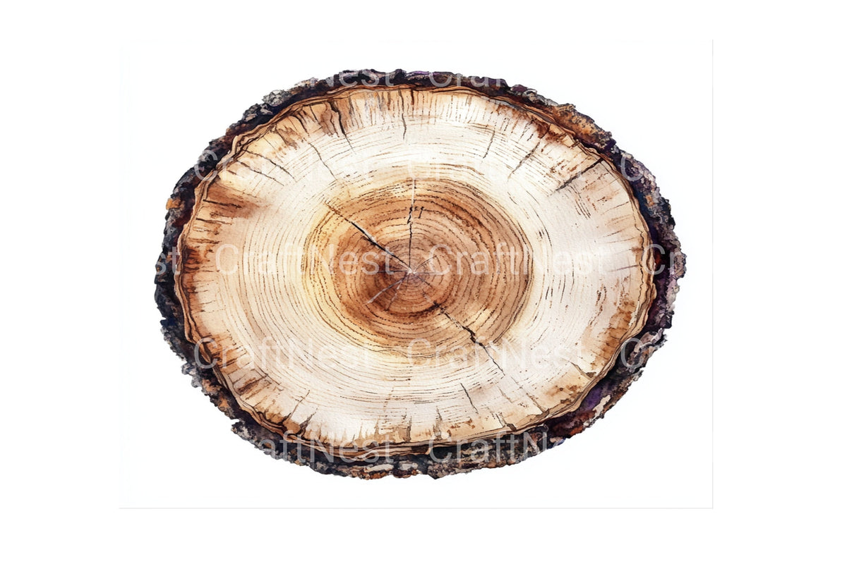 Wood Slice Rings Clipart Bundle