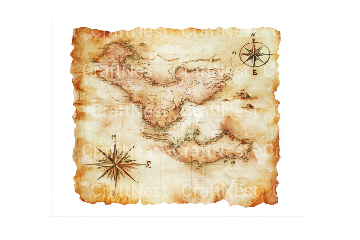Vintage Treasure Map Clipart Bundle