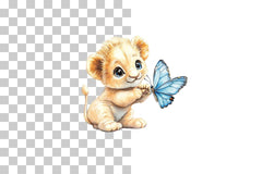 Baby Lion Cub with Butterfly Clipart Bundle - CraftNest - Digital Crafting and Art