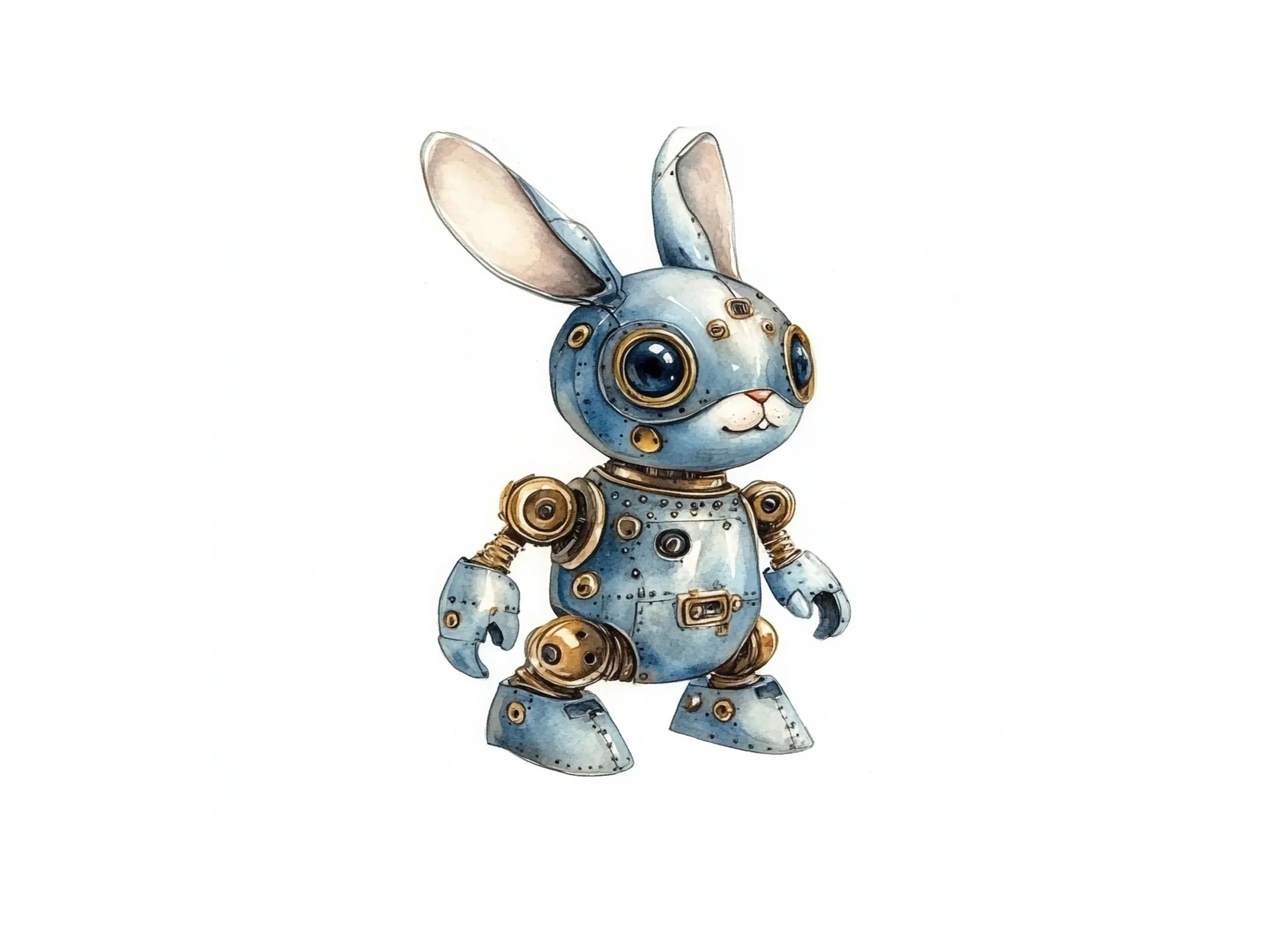 Cute Steampunk Bunny Robot Clipart Bundle
