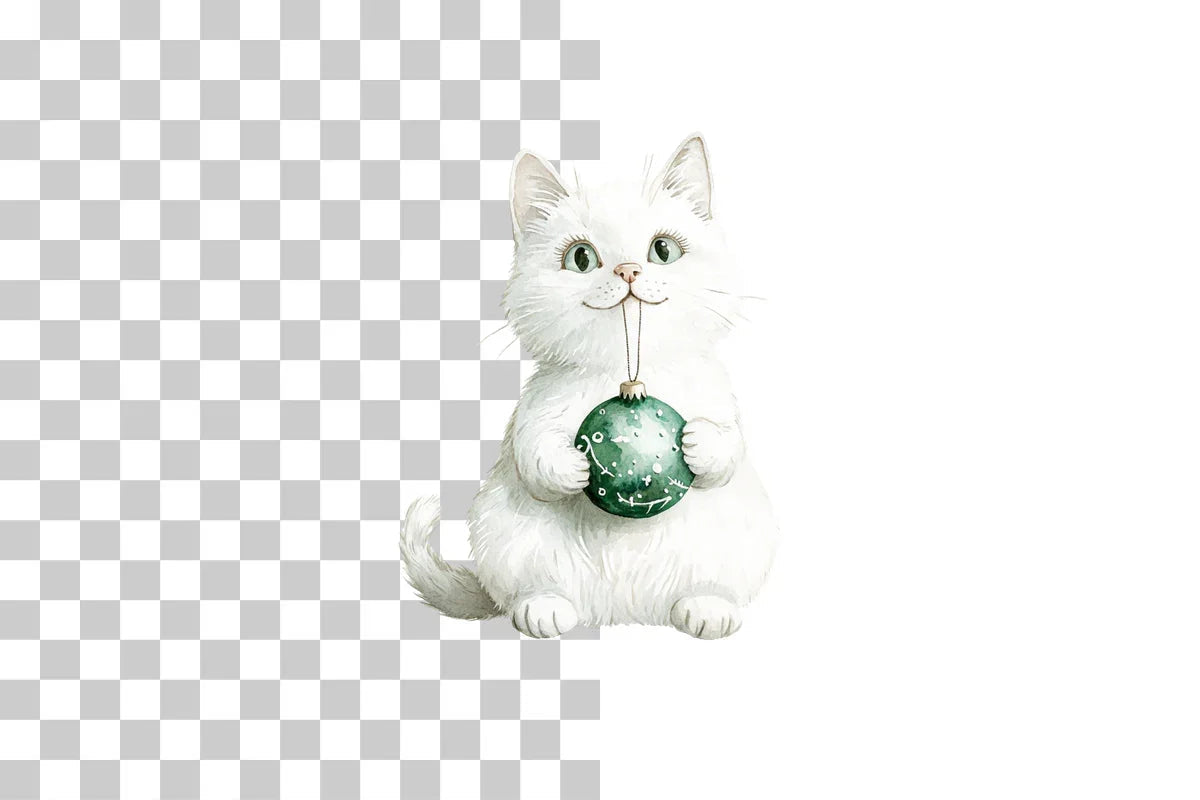 Christmas Cat with Bauble Clipart Bundle - CraftNest - Digital Crafting and Art