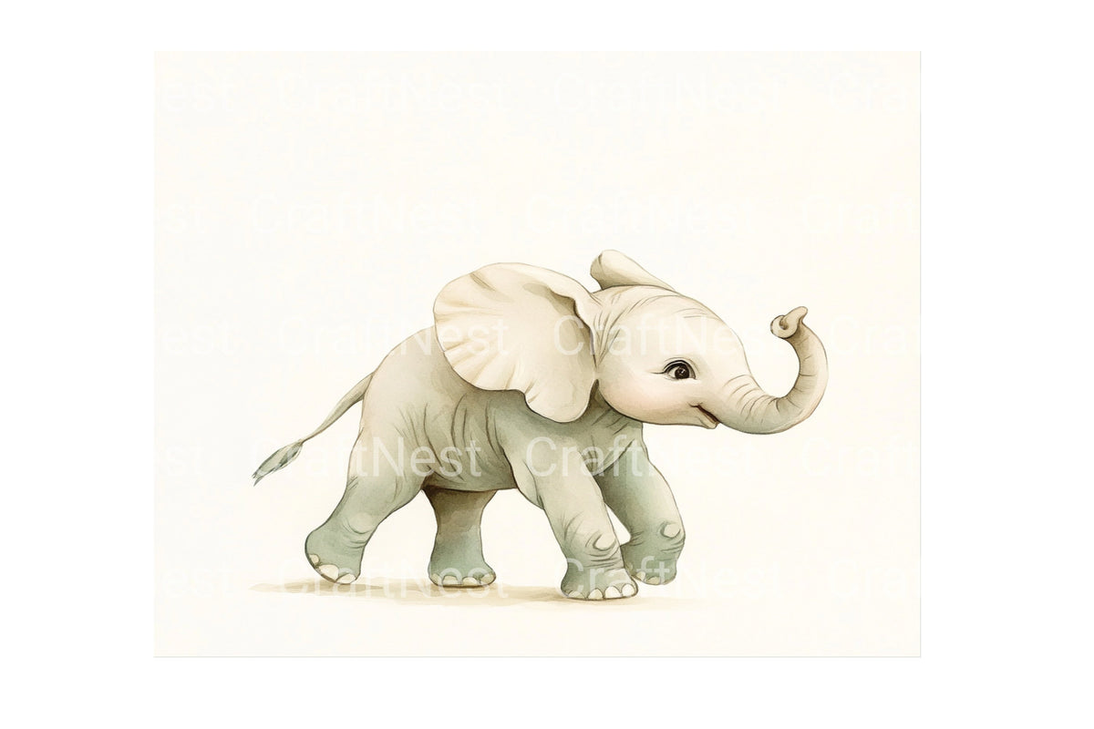 Cute Baby Elephant Clipart Bundle