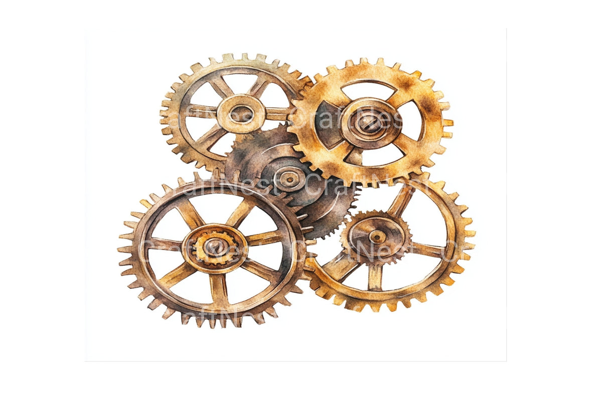 Steampunk Gears And Cogs Clipart Bundle