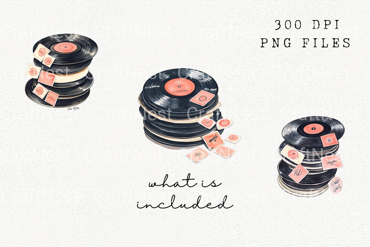 Vintage Vinyl Stacks Clipart Log Book