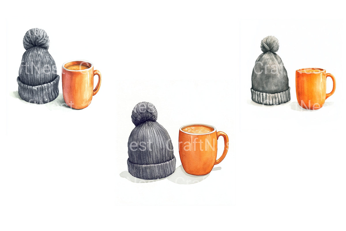 Cozy Winter Hat And Clipart Bundle