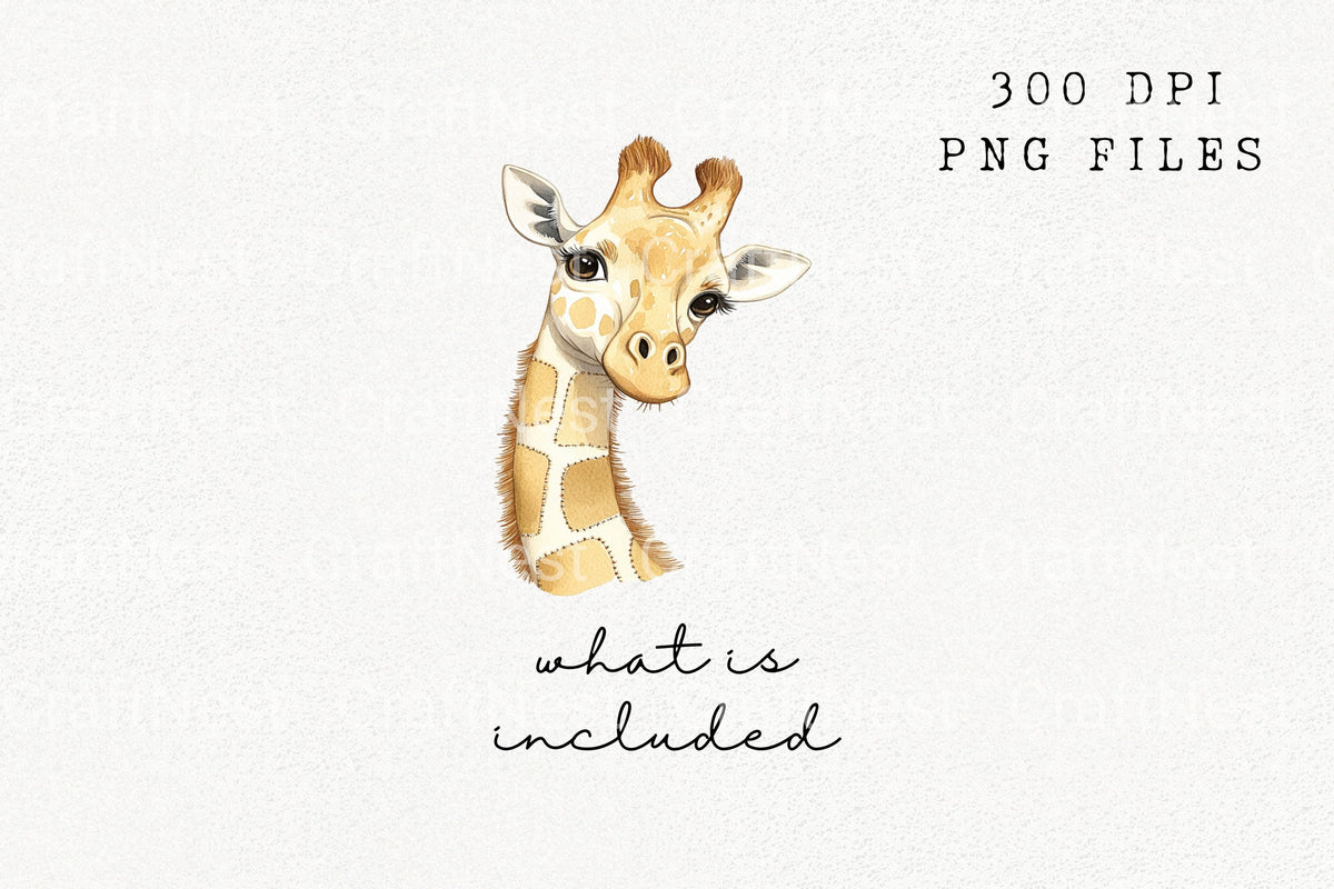 Adorable Baby Giraffe Graphics Clipart Bundle