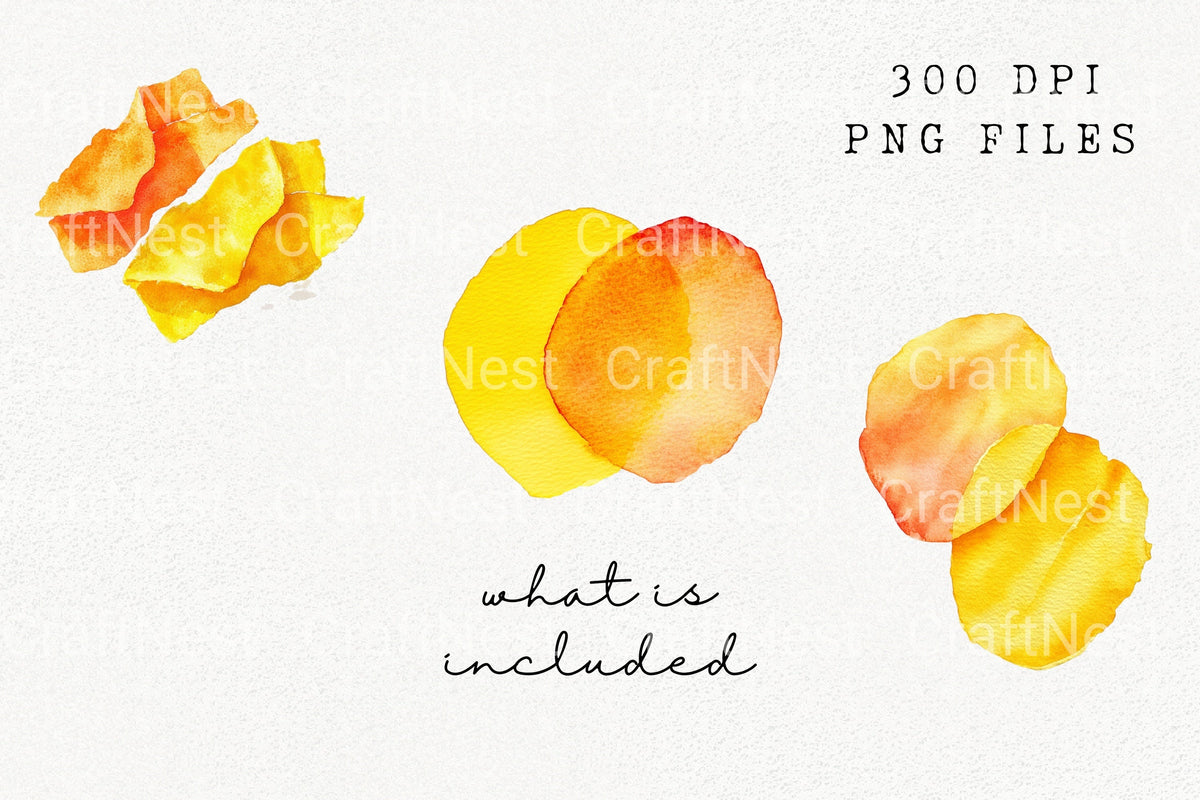 Yellow Orange Abstract Shapes Clipart Bundle