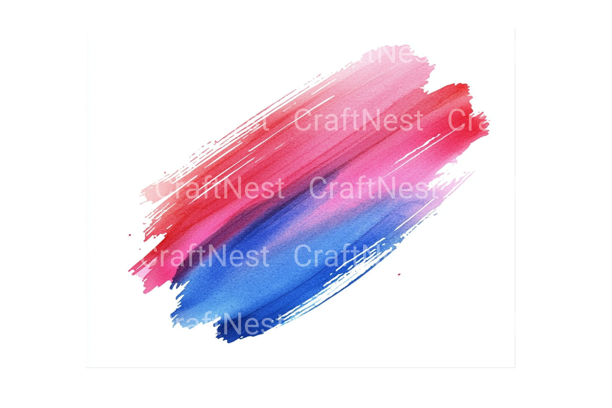 Red Blue Brush Strokes Clipart Bundle