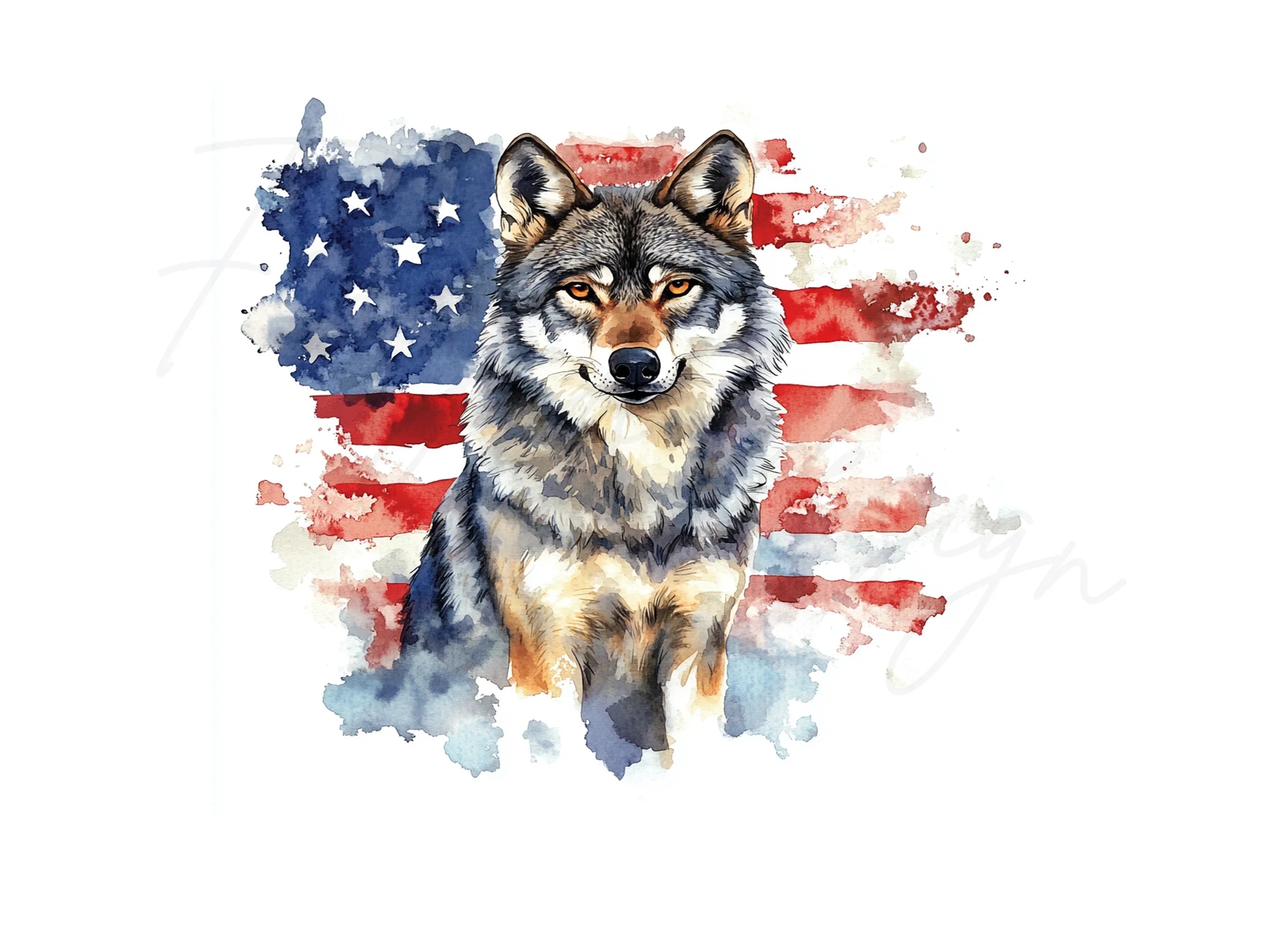 Patriotic Wolf Clipart Bundle
