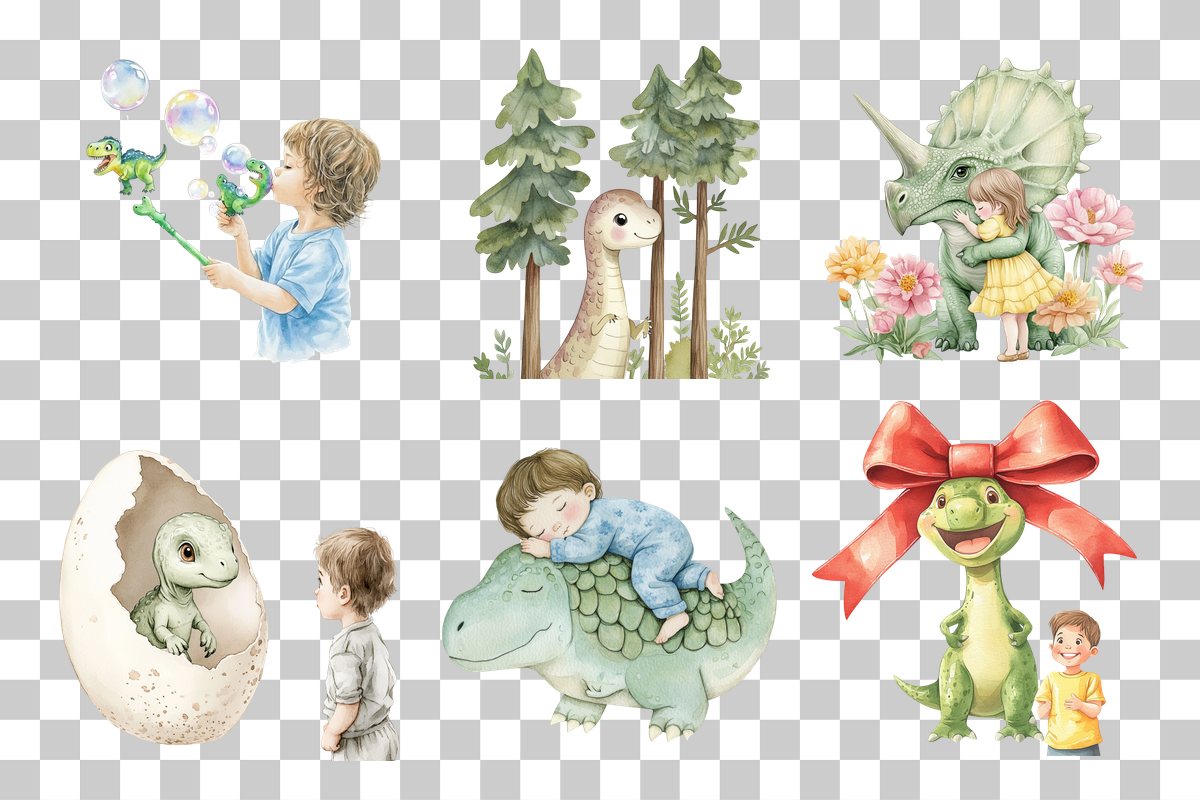 Dinosaur & Kids Clipart Bundle