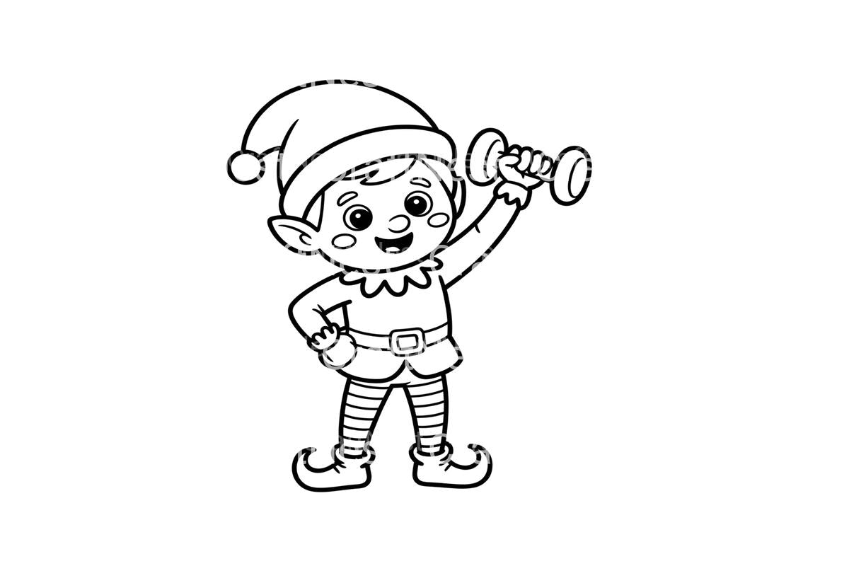 Strong Christmas Elf Weightlifting Coloring Books